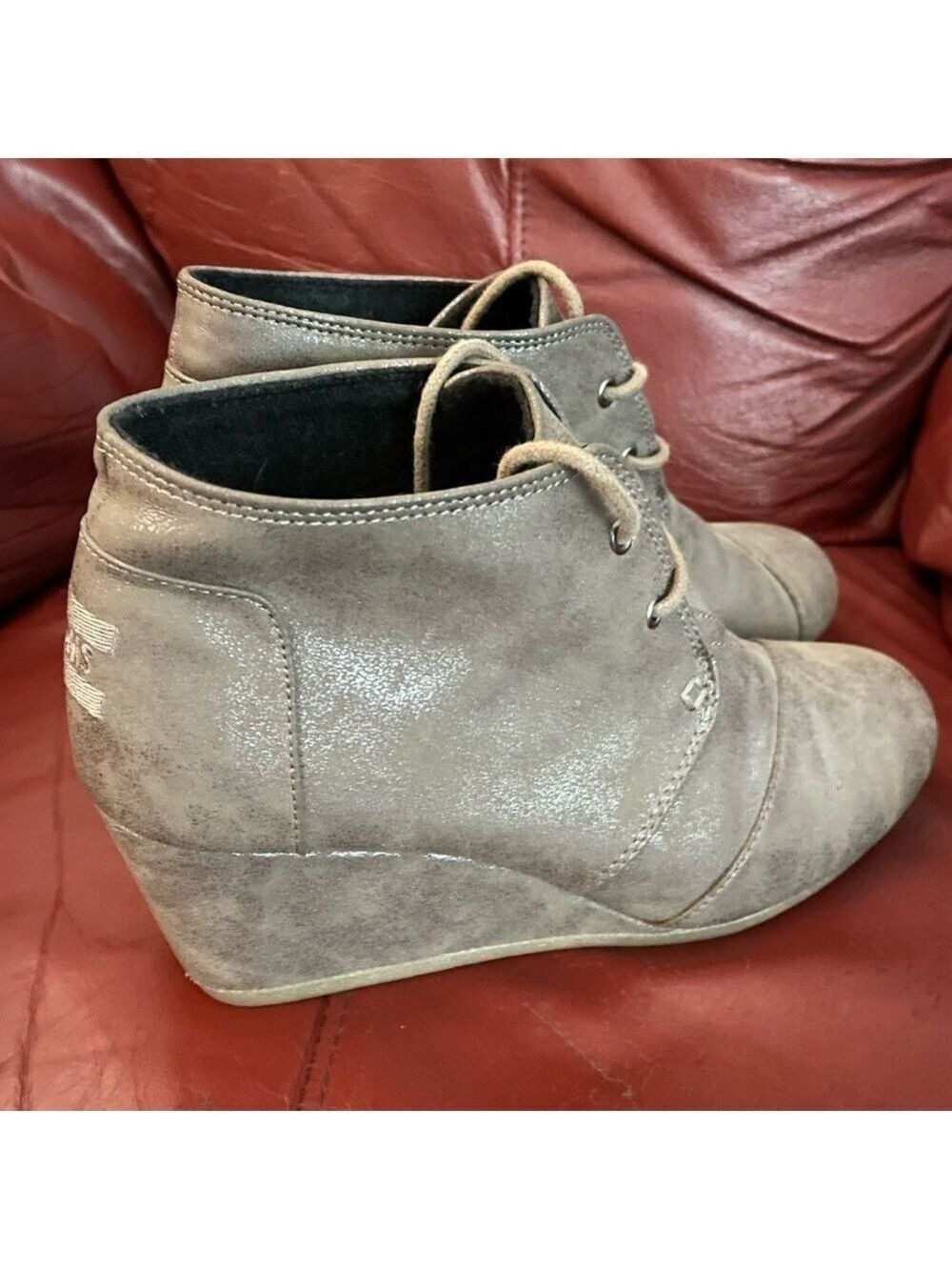 Toms Kala wedge boot in gunmetal 8